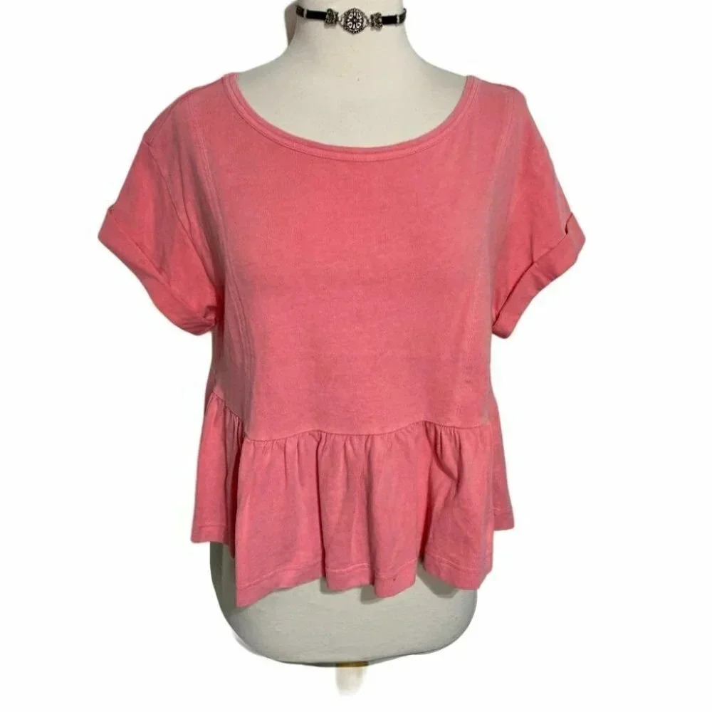 UO Kimchi Blue S peachy pink peplum top
